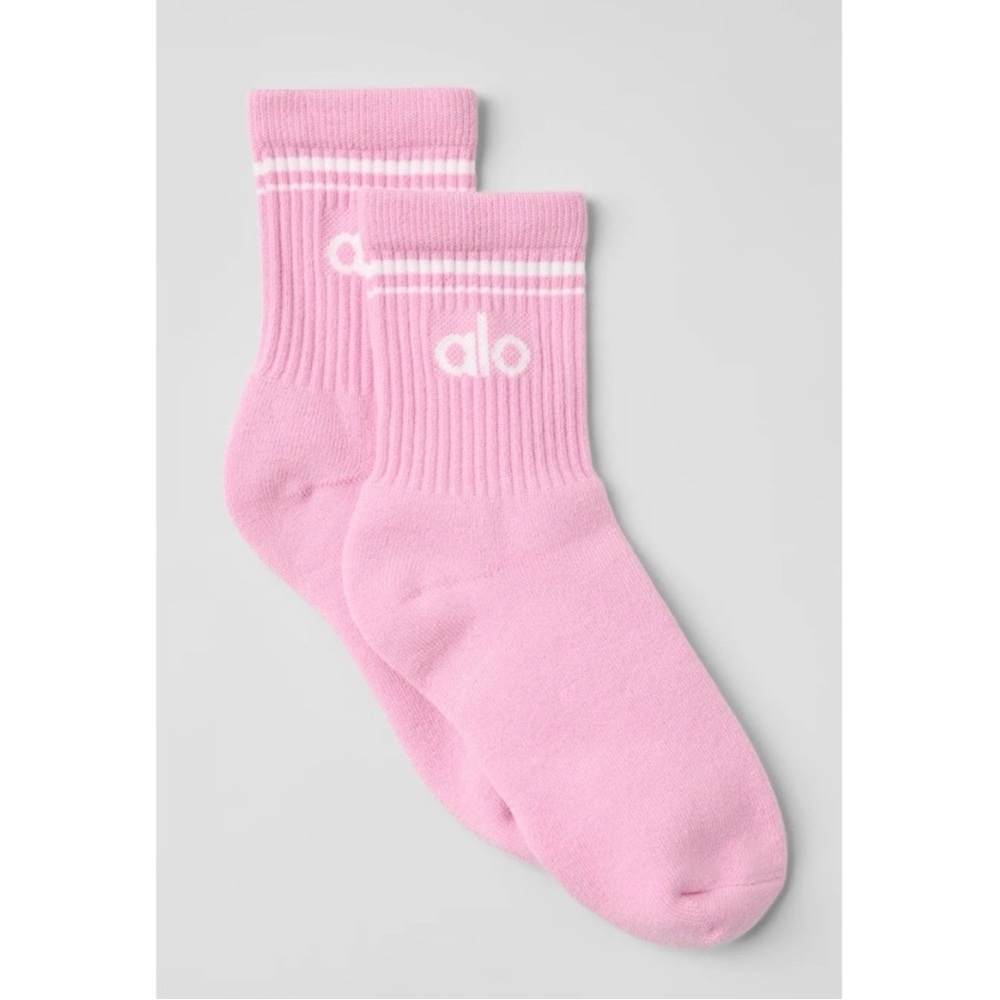 NWT ALO Half-Crew Throwback Sock Sweet Pink/White size Medium